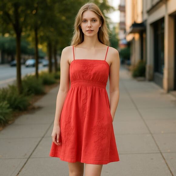 Vintage Forever 21 Y2K Babydoll Flamingo Dress Cottagecore Coastal Boho Small - Picture 1 of 10